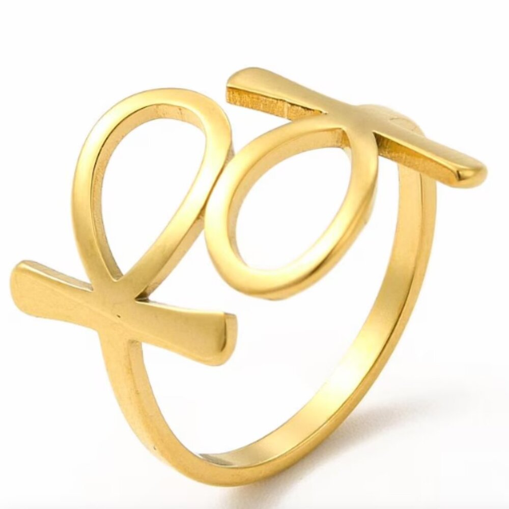 Gold plated adjust ankh ring